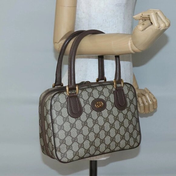 GUCCI GG Supreme Hand Bag PVC Beige Gold 000 58 6090 Auth SW1472 - Picture 14 of 16
